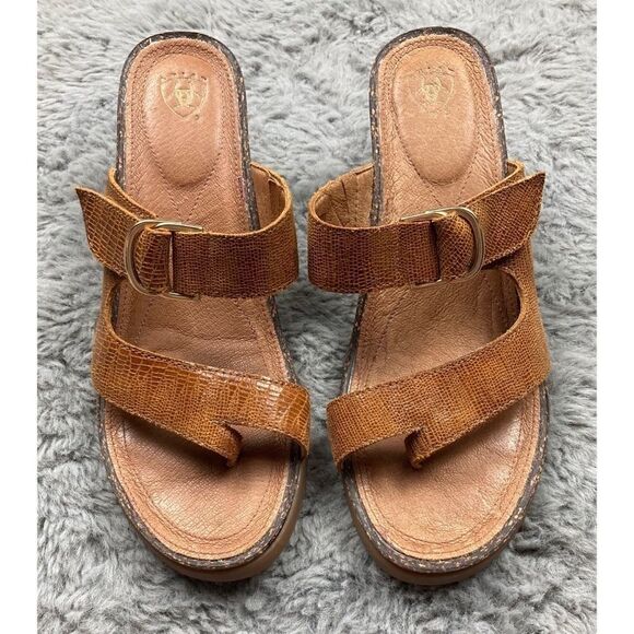 Ariat Shoes - Ariat crocodile embossed leather wedge sandals